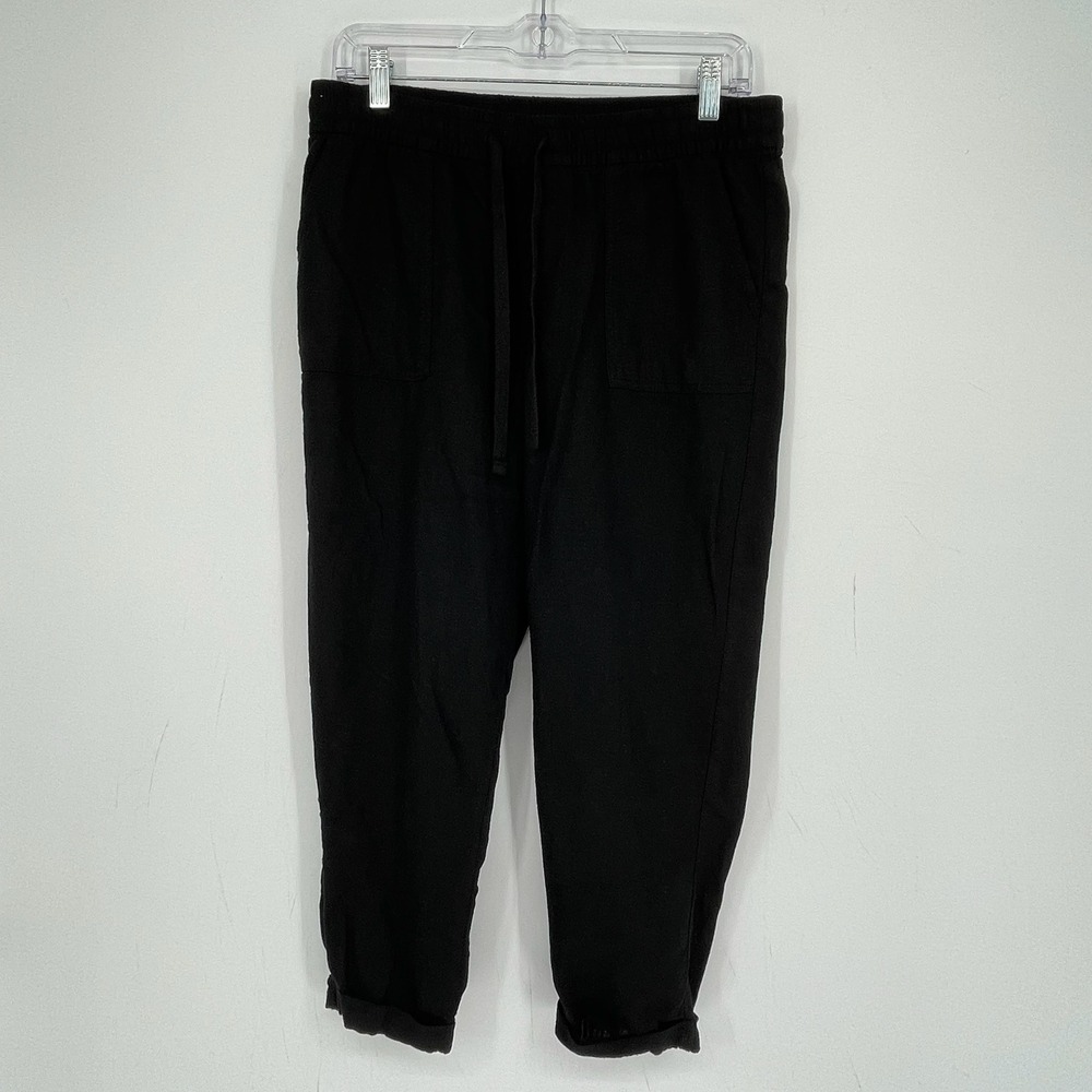 Old Navy Women's Black Linen Blend Drawstring Jogger Pants Size Small